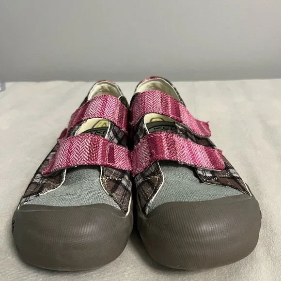 🌲 KEEN Coronado II Mary Jane Plaid Sneakers Pink Brown Canvas Size 10 Comfort - Picture 4 of 11